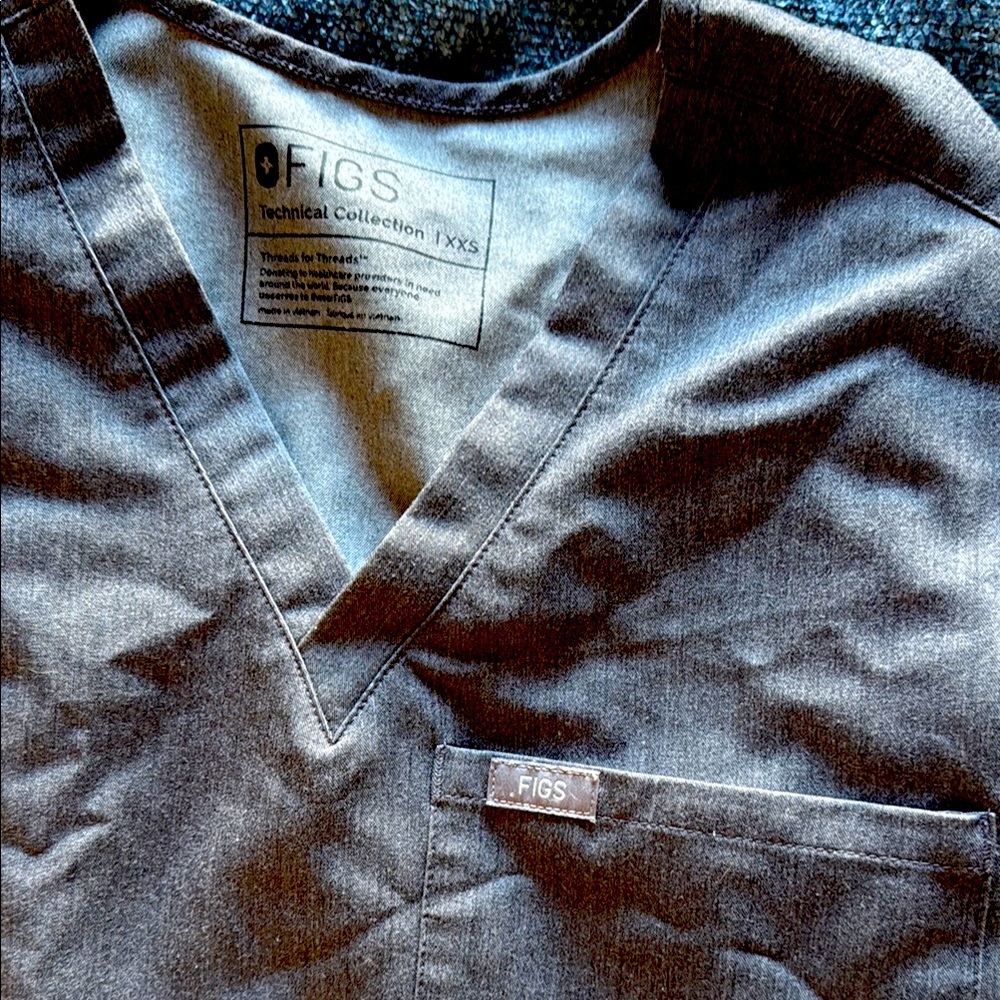 FIGS charcoal heather scrub top